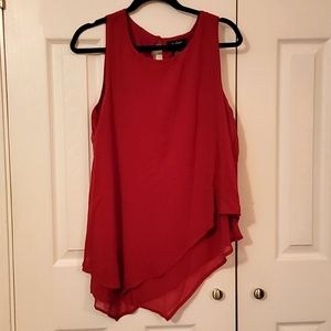 U-knit asymmetrical blouse in cerise color